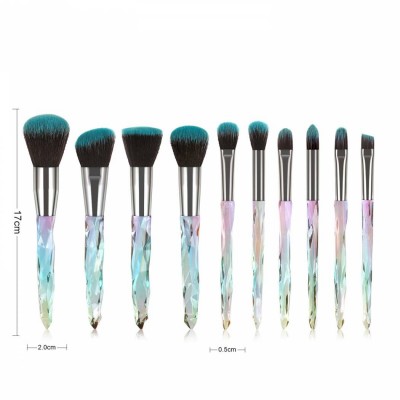 Wholesaler blue gradient private brand makeup brush Specular nylon Eye shadow  brush set