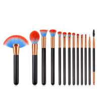 wholesale custom logo 13pcs black fan soft facial make up brushes private label