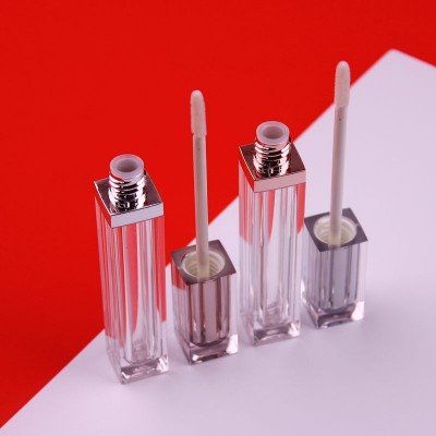 New Arrival Latest Design Luxury Beautiful Unique Square Sliver Transparent Empty 6Mm Lip Gloss Tubes Empty