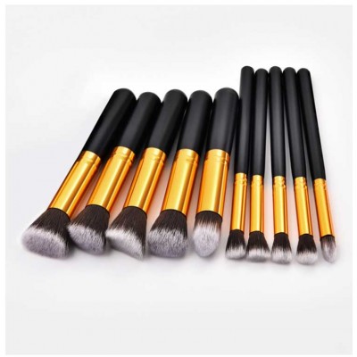 2019 High Quality 10 Pcs Black Synthetic Travel Professional Makeup Brushes Sets Make Up Private Label