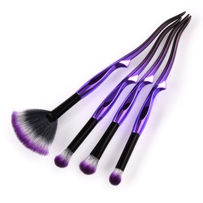 4 Pcs Professional Vegan Makeup Eye Brushes Natural Hair Free Samples With Soft Fan Makeup Brush